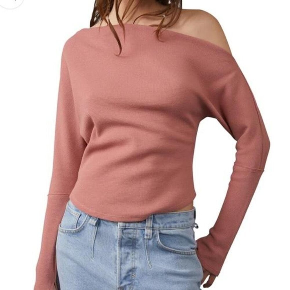 Free People We the Free Fuji Thermal pink long sleeve top Size XL